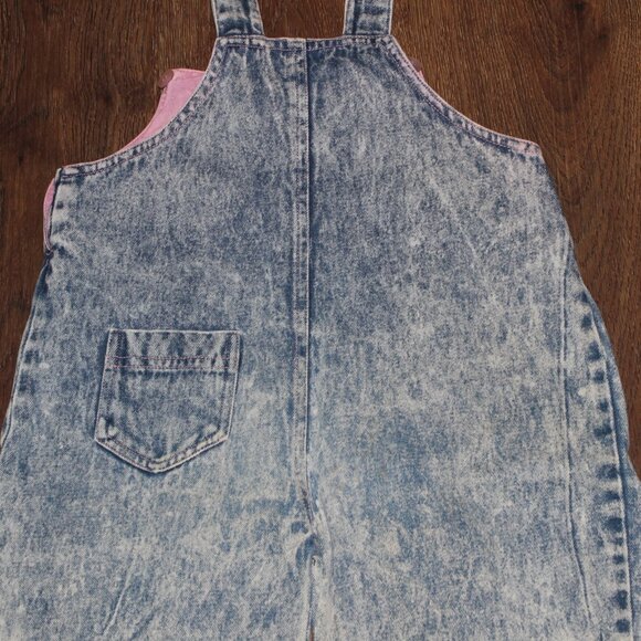 Girls Vintage Popsicle Acid Wash Pleated Front Overalls Denim Jeans Floral sz 4 - Picture 8 of 12